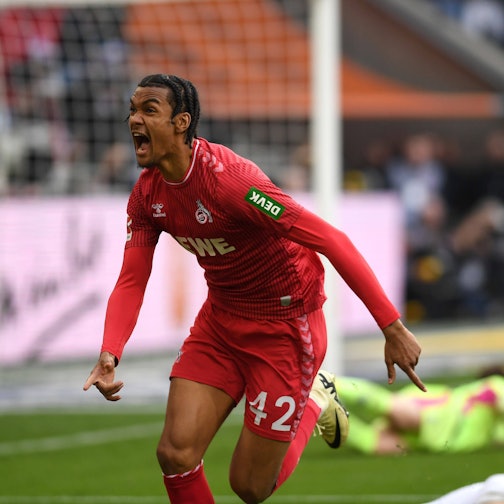 Damion Downs jubelt nach seinem ersten Tor in der Bundesliga.