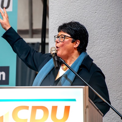 Sabine Verheyen, Europa-Abgeordnete der CDU, sprach in Kommern beim Kreisparteitag zur Europawahl am 9. Juni 2024.