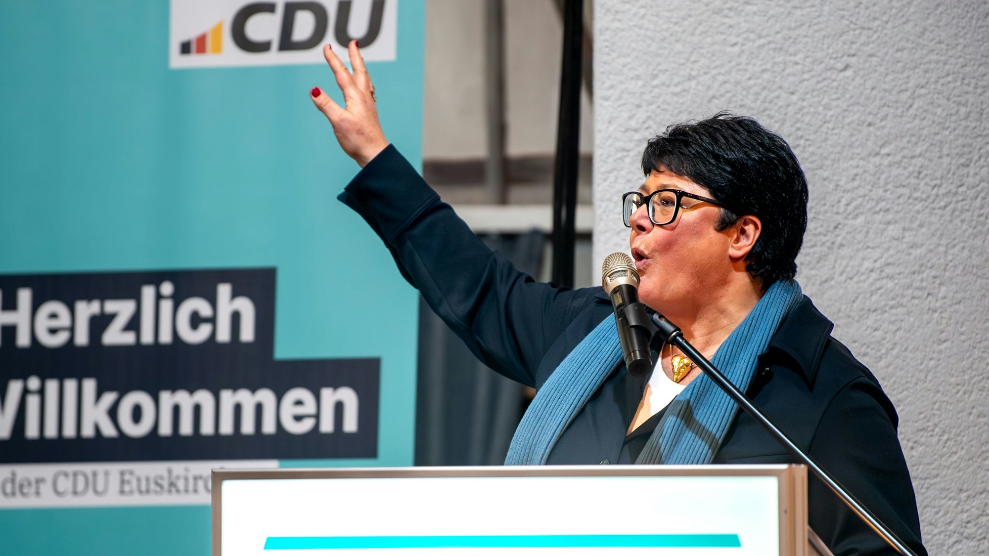 Sabine Verheyen, Europa-Abgeordnete der CDU, sprach in Kommern beim Kreisparteitag zur Europawahl am 9. Juni 2024.