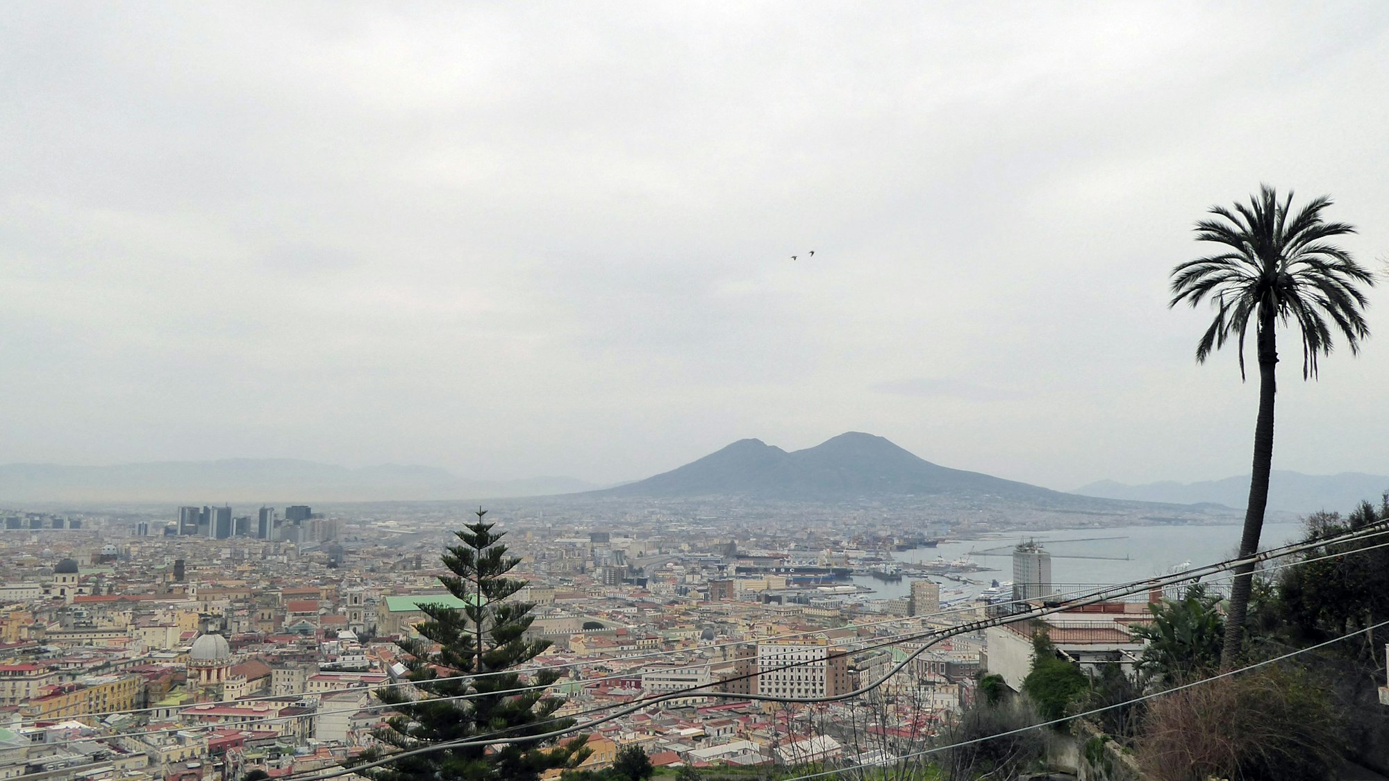 Blick vom Castel Sant'Elmo auf die Stadt und den Vulkan.
