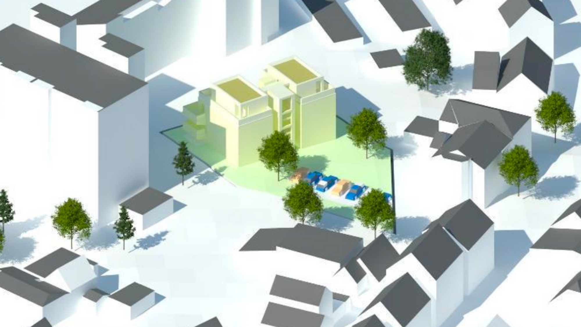 Skizze eines Mehrfamilienhauses an der Luisenstraße