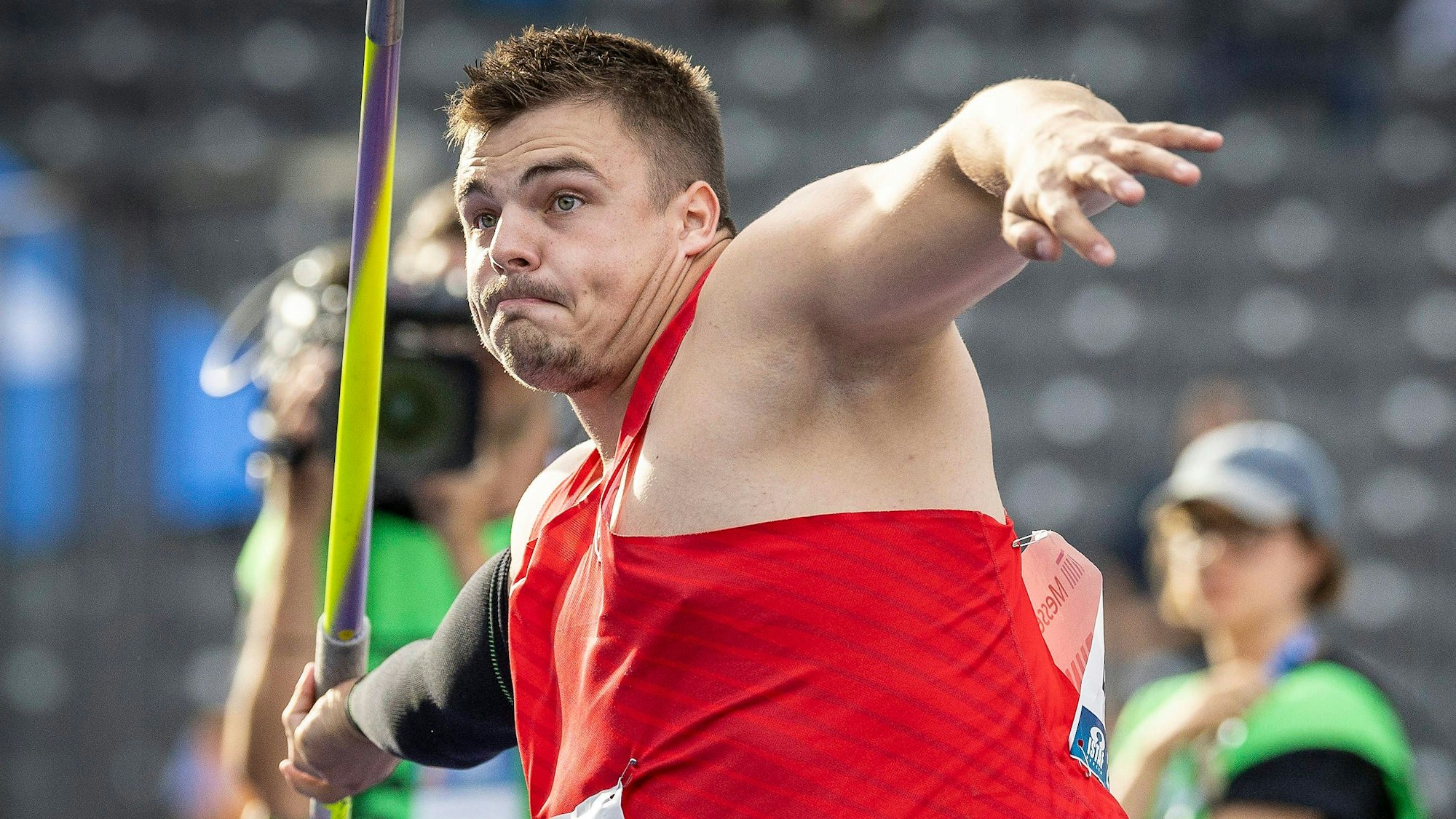 ISTAF Berlin, 03.09.2023 Berlin, Germany - September 3: Max DEHNING GER competing in the javelin throw during the ISTAF at the Olympiastadion in Berlin, Germany on September 3, 2023. *** ISTAF Berlin, 03 09 2023 Berlin, Germany September 3 Max DEHNING GER competing in the javelin throw during the ISTAF at the Olympiastadion in Berlin, Germany on September 3, 2023 Copyright: xBEAUTIFULxSPORTS/AxelxKohringx