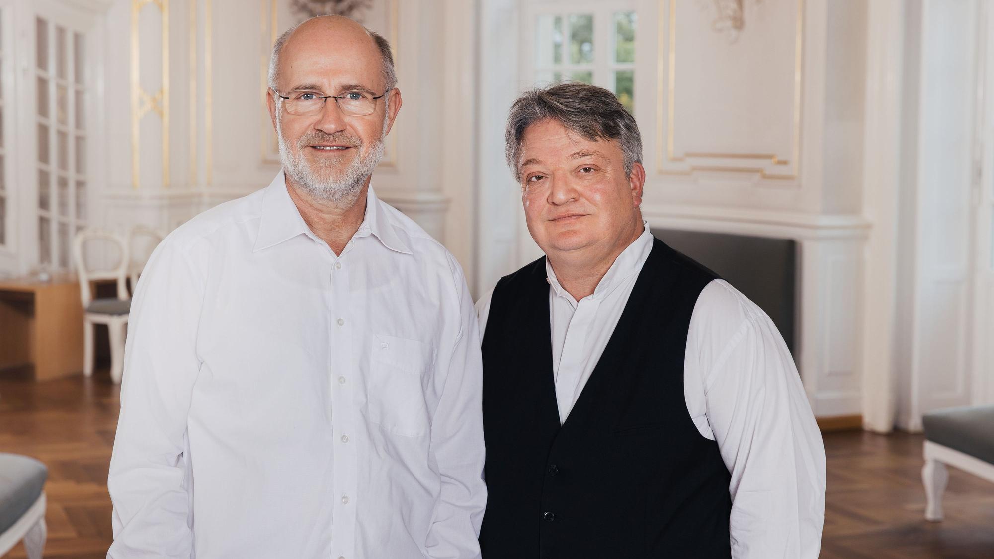 Harald Lesch (l.) und Martin Walch (r.) traten gemeinsam in der Kölner Philharmonie auf
