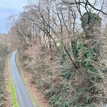 Blick auf die Balkantrasse von der Brücke Griesberger Straße aus