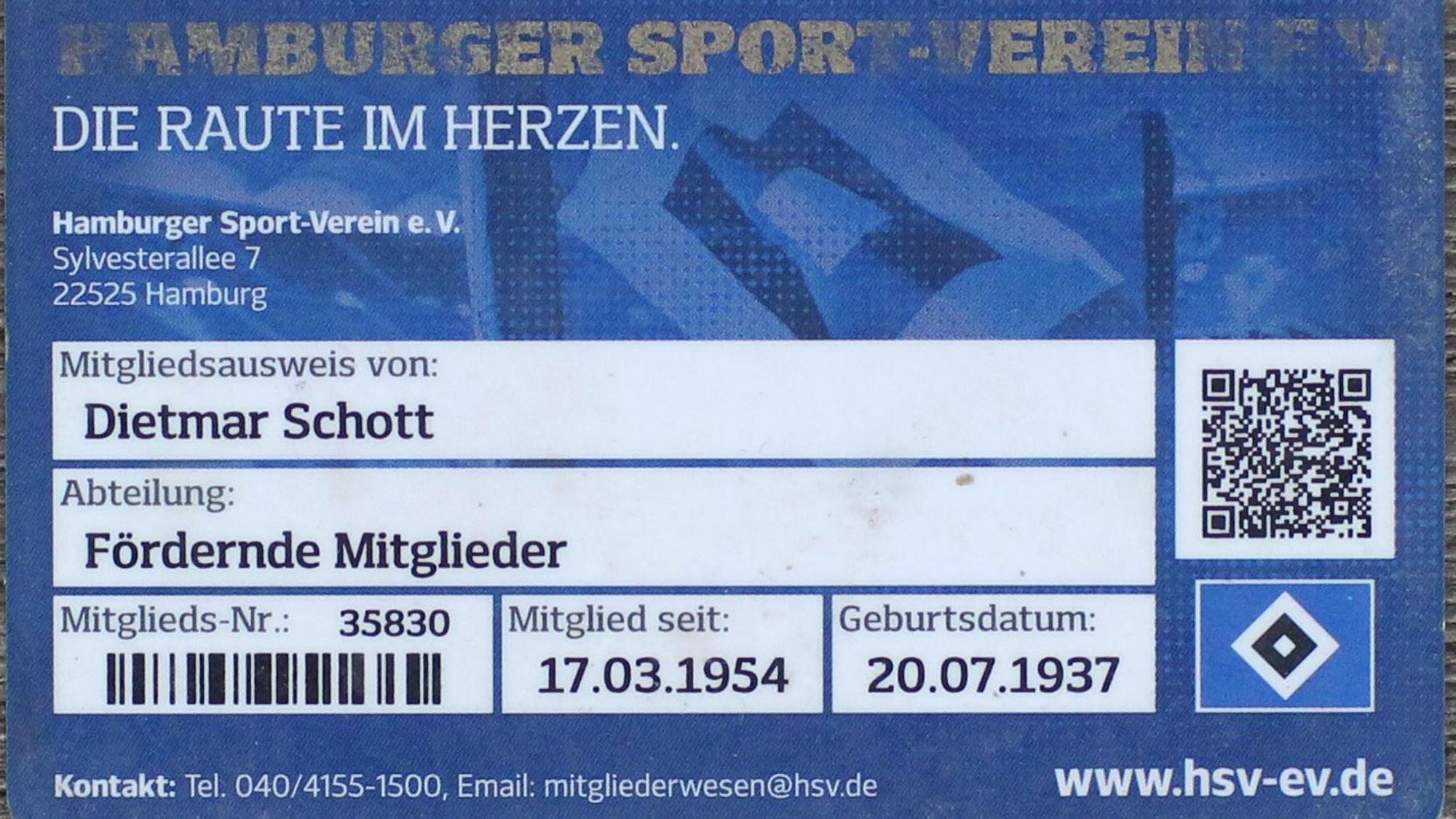 Mitglied seit 17.03.1954 steht auf der Mitgliedskarte.