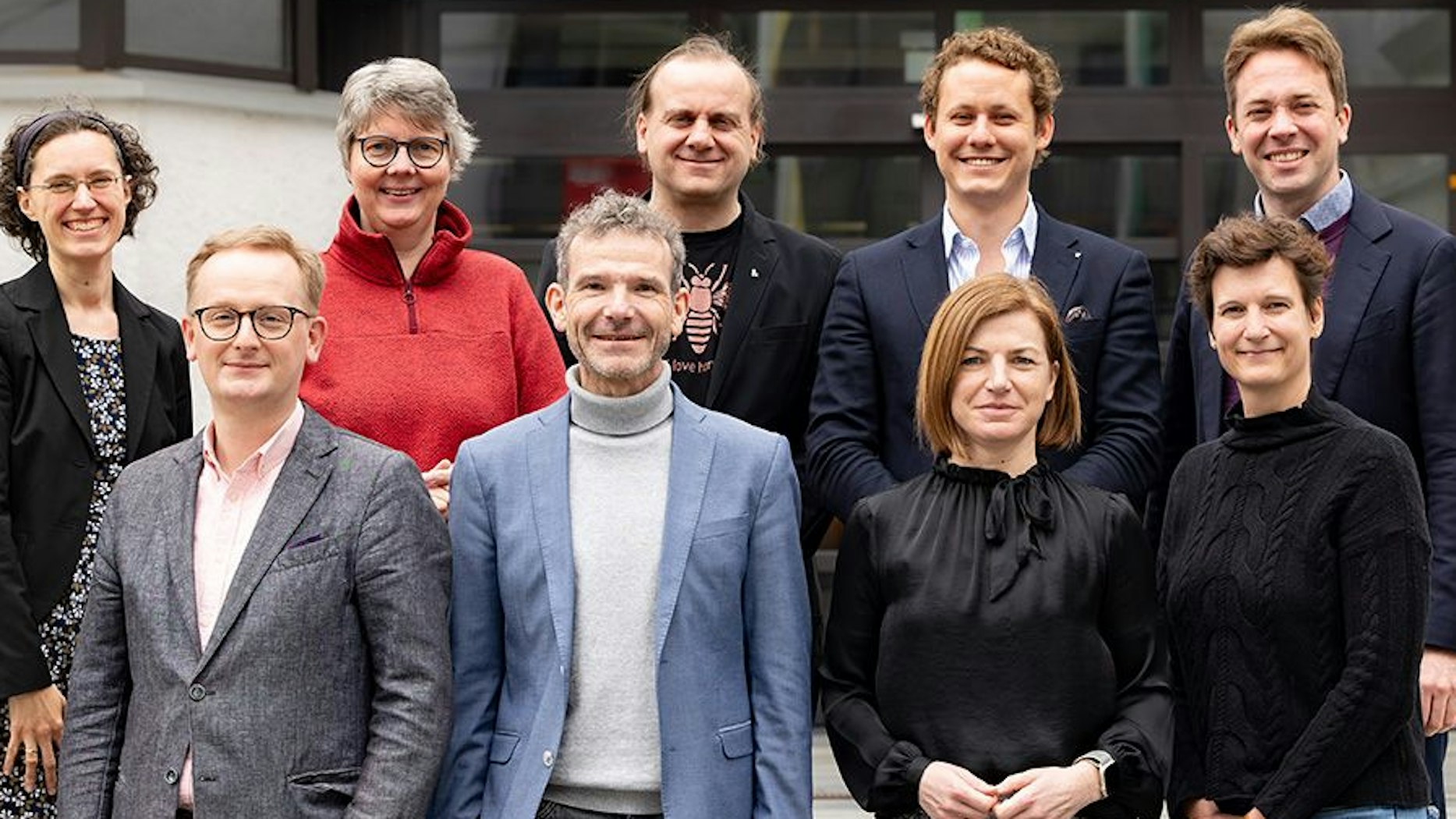 Der neue Vorstand der Gesellschaft Katholischer Publizistinnen und Publizisten Deutschlands (von links): Nicole Stroth, Felix Neumann (stv. Vorsitzender), Claudia Auffenberg, Joachim Frank (Vorsitzender), P. Christof Wolf SJ (geistlicher Beirat), Marc Lenzke, Carolin Kronenburg (stv. Vorsitzende), Dr. Karin Wollschläger, Dr. Christian Klenk.