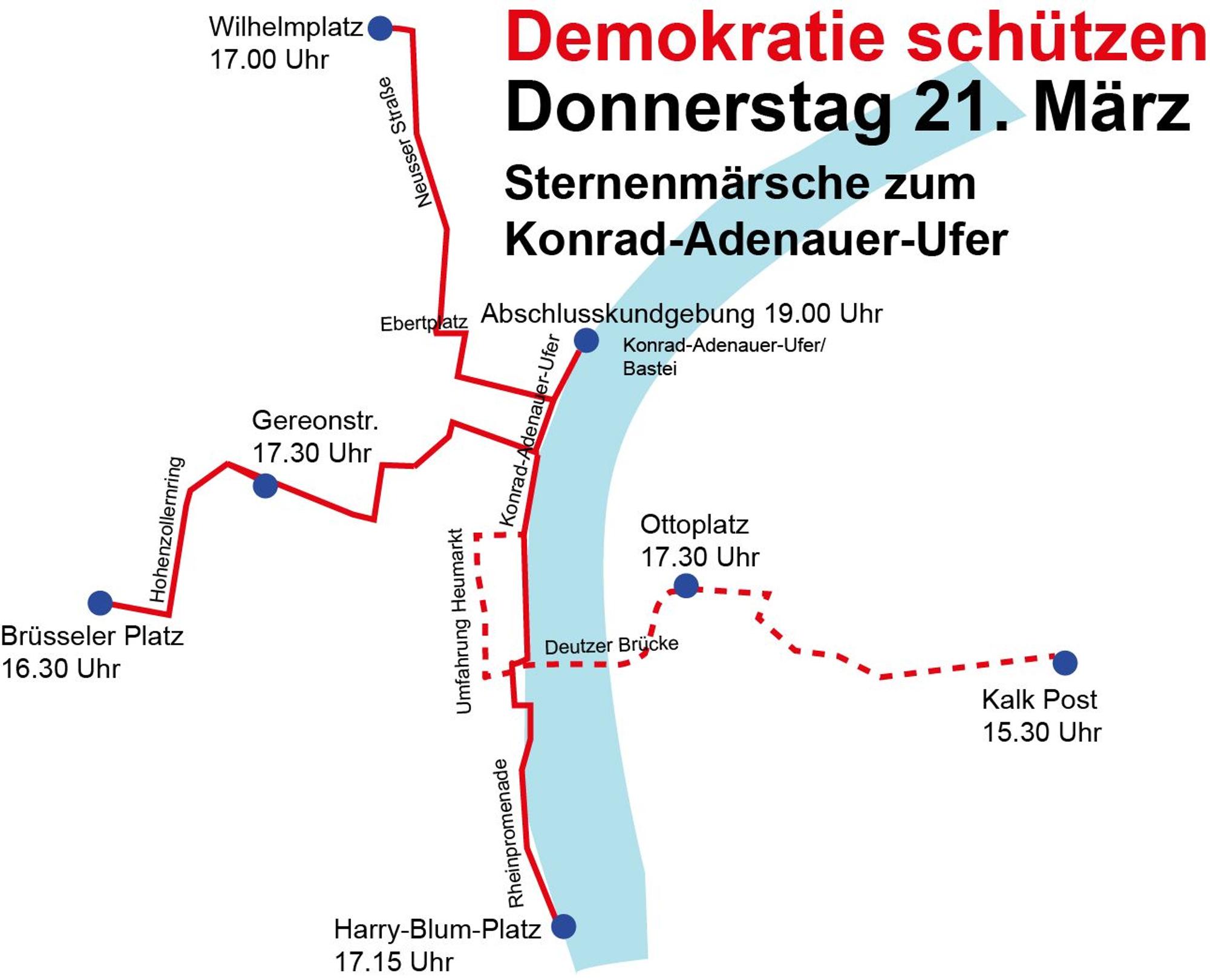 Grafik zu den Sternenmärschen am Internationalen Tag gegen Rassismus