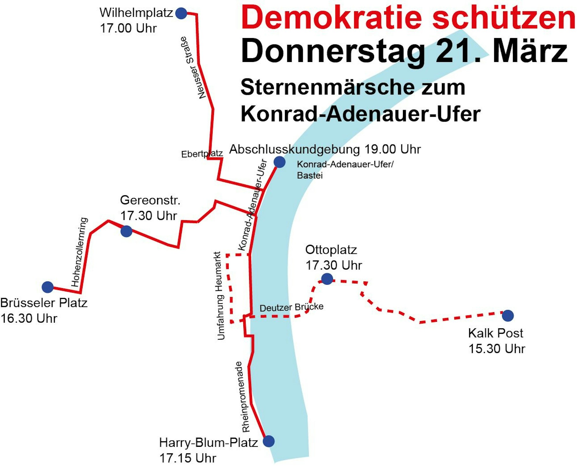 Grafik zu den Sternenmärschen am Internationalen Tag gegen Rassismus