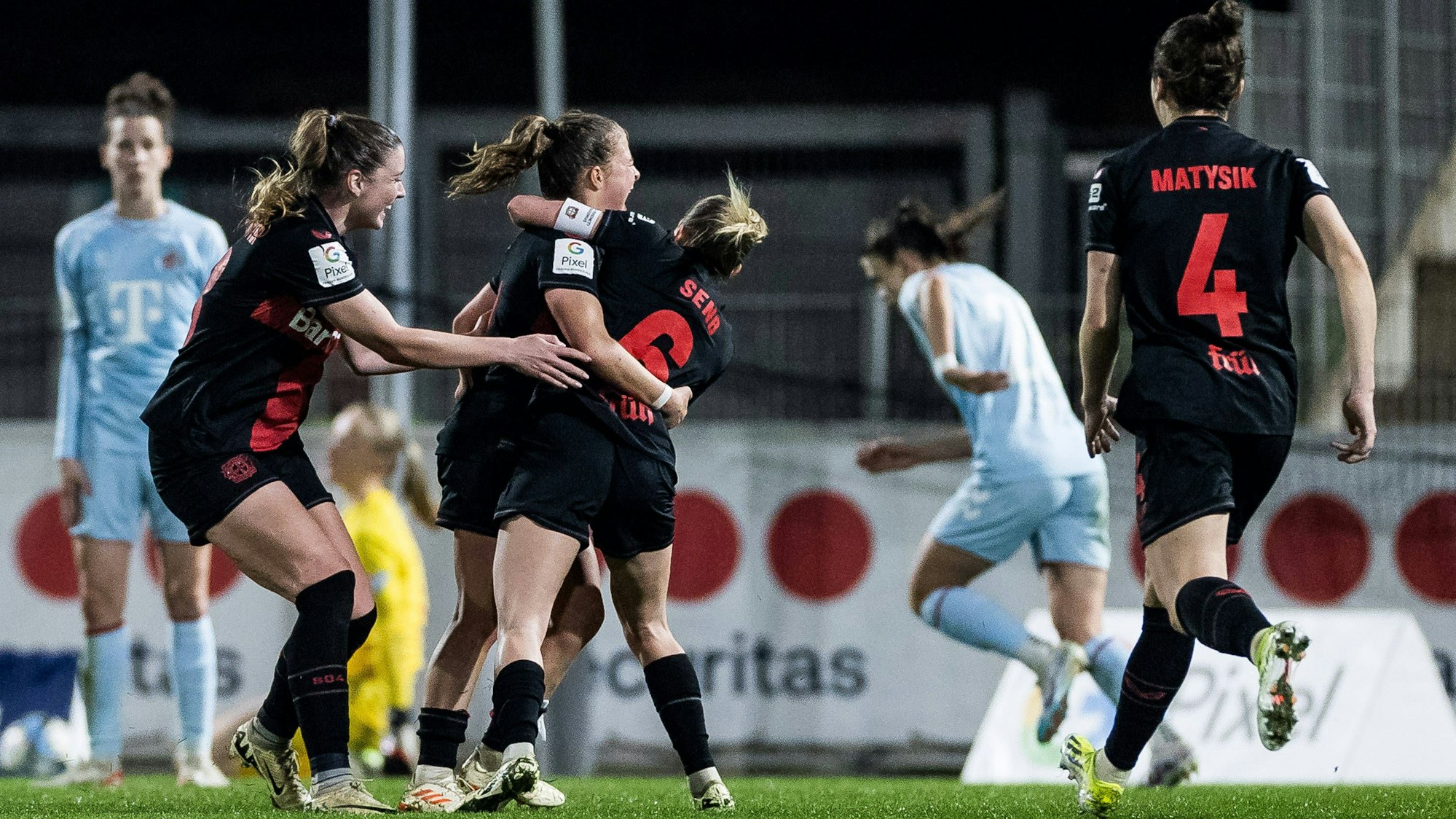 GOOGLE PIXEL Frauen Bundesliga: Bayer 04 Leverkusen - 1. FC Köln 18.03.2024 Jubel zum 2:0 durch Kristin Kögel Bayer 04 Leverkusen, 11 GOOGLE PIXEL Frauen Bundesliga: Bayer 04 Leverkusen - 1. FC Köln, Leverkusen, Ulrich-Haberland-Stadion am 18.03.2024 DFB REGULATIONS PROHIBIT ANY USE OF PHOTOGRAPHS AS IMAGE SEQUENCES AND/OR QUASI-VIDEO. *** GOOGLE PIXEL Womens Bundesliga Bayer 04 Leverkusen 1 FC Köln 18 03 2024 Cheering for 2 0 by Kristin Kögel Bayer 04 Leverkusen, 11 GOOGLE PIXEL Womens Bundesliga Bayer 04 Leverkusen 1 FC Köln, Leverkusen, Ulrich Haberland Stadion on 18 03 2024 DFB REGULATIONS PROHIBIT ANY USE OF PHOTOGRAPHS AS IMAGE SEQUENCES AND OR QUASI VIDEO Copyright: xBEAUTIFULxSPORTS/Wunderlx