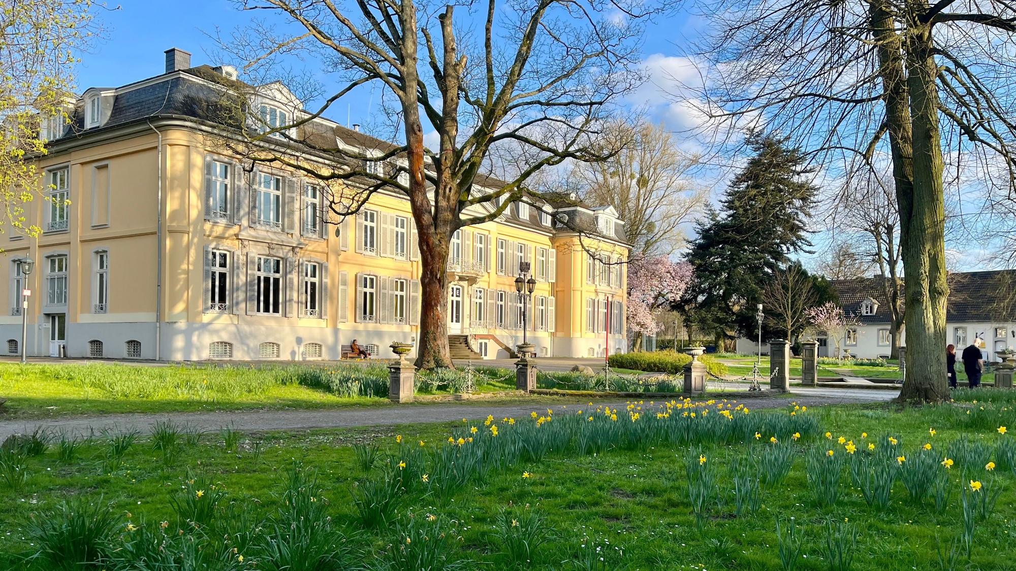 Blick von der ehemaligen Gastronomie auf Schloss Morsbroich