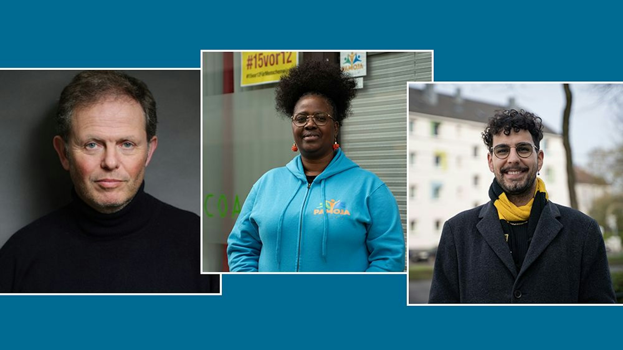 Lorenz Burkhardt, Helene Batemona-Abeke und Sergen Canoglu (v. l.)