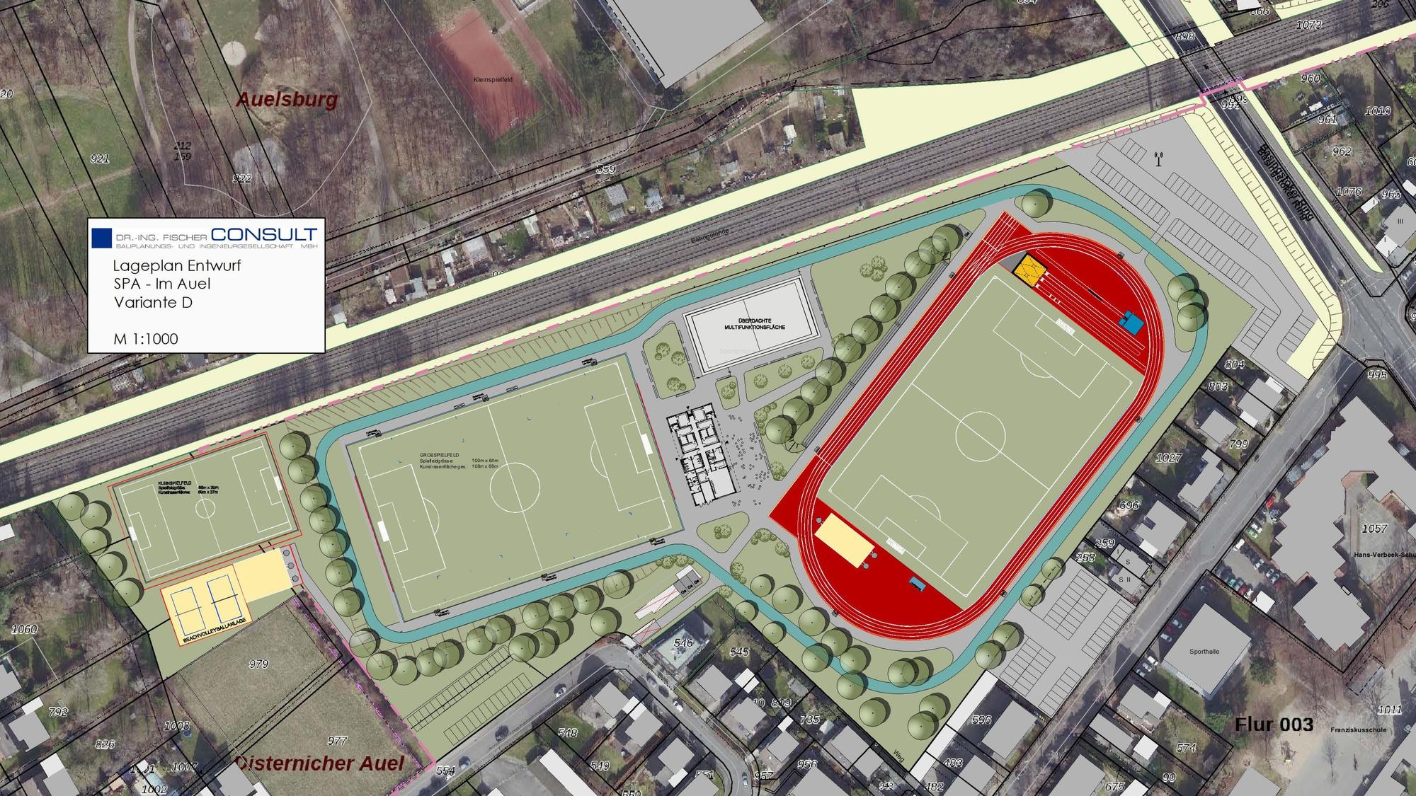 Der Planungsentwurf für die Sportanlage im Auel.