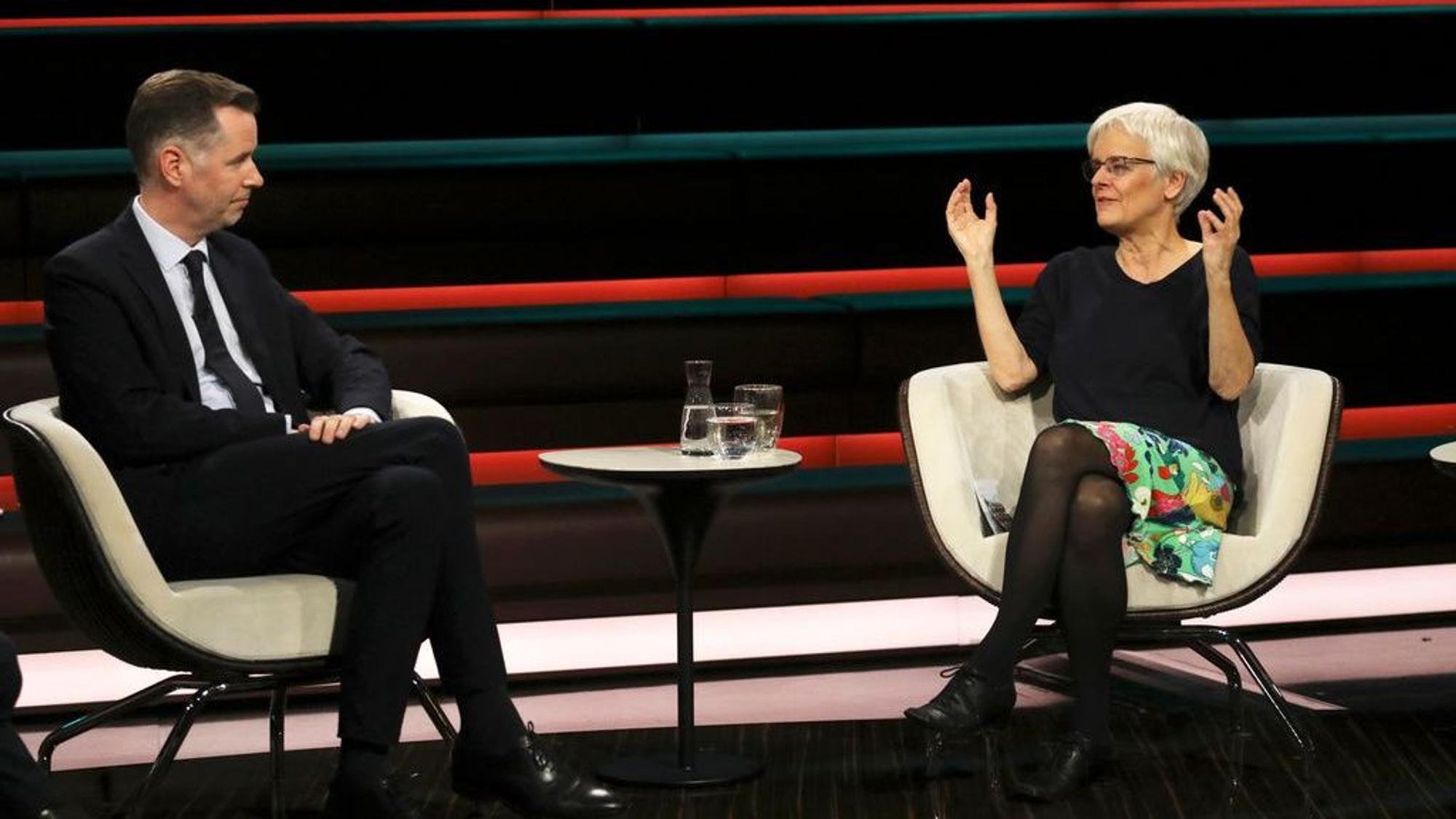 „Markus Lanz“ am Dienstag (20. März) mit Christian Dürr (l.) und Ulrike Herrmann