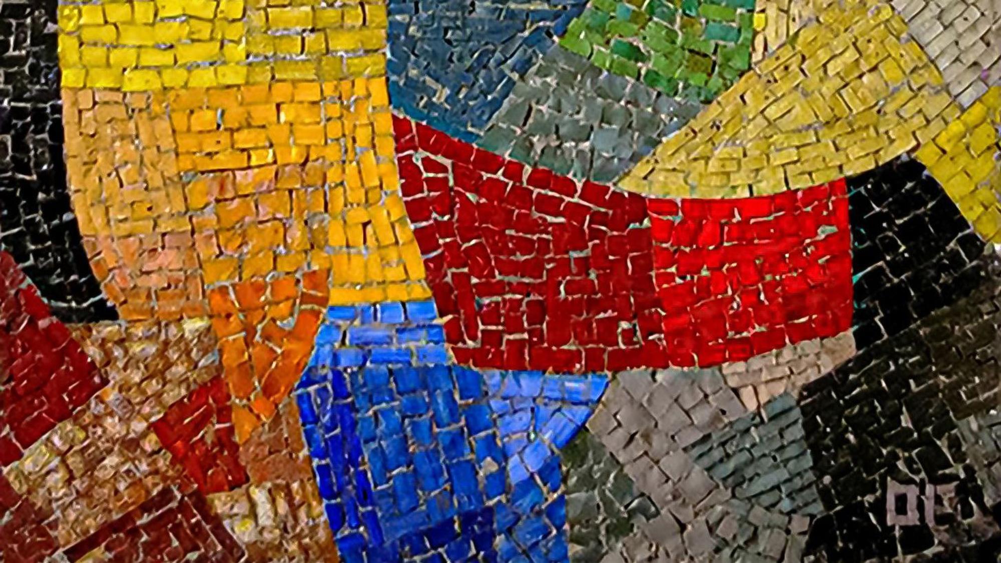 Ein abstraktes Mosaik aus bunten Farben.