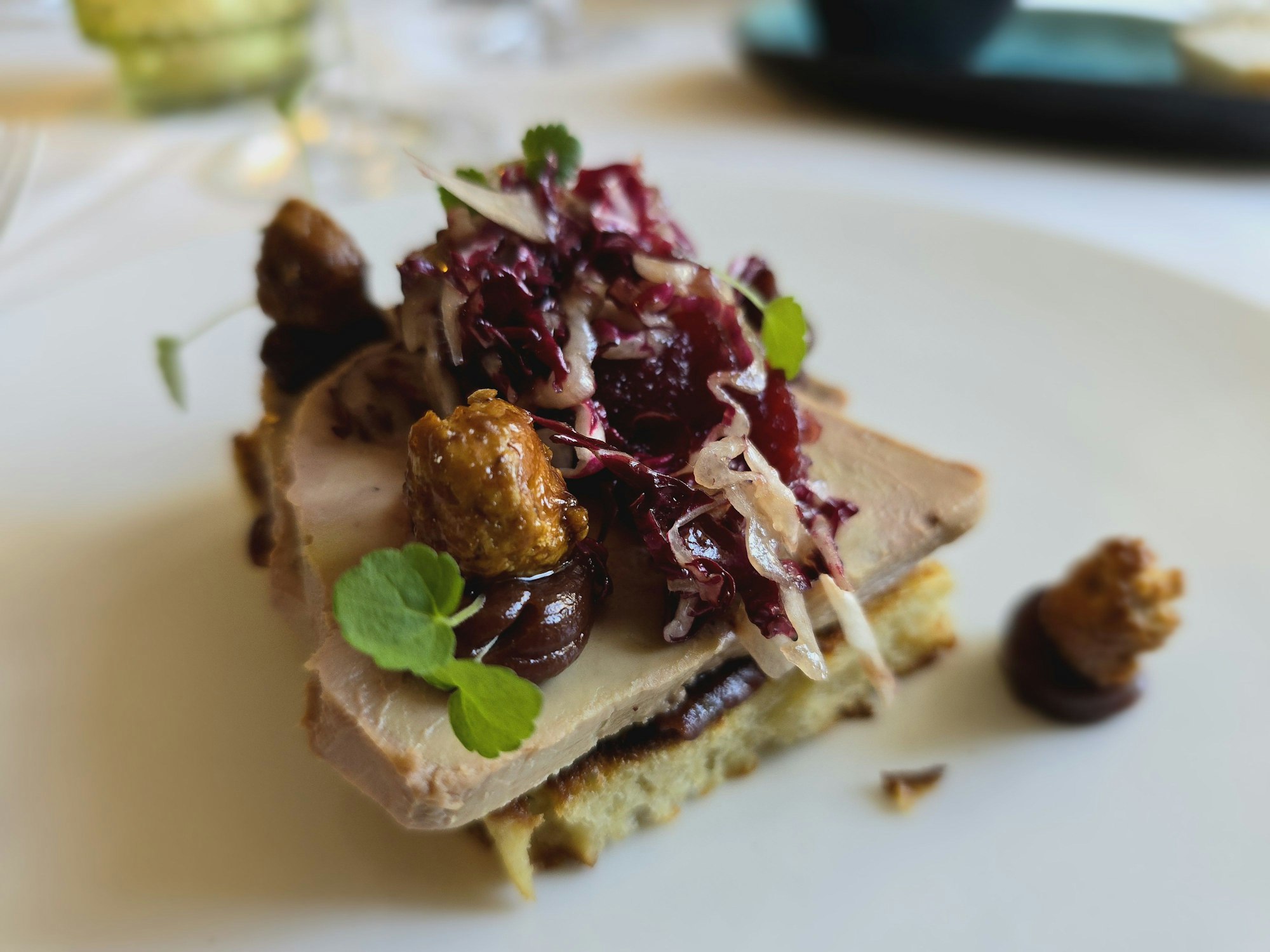 Die Gänseleber - mit Pflaume, Haselnuss, Radicchio, Brioche