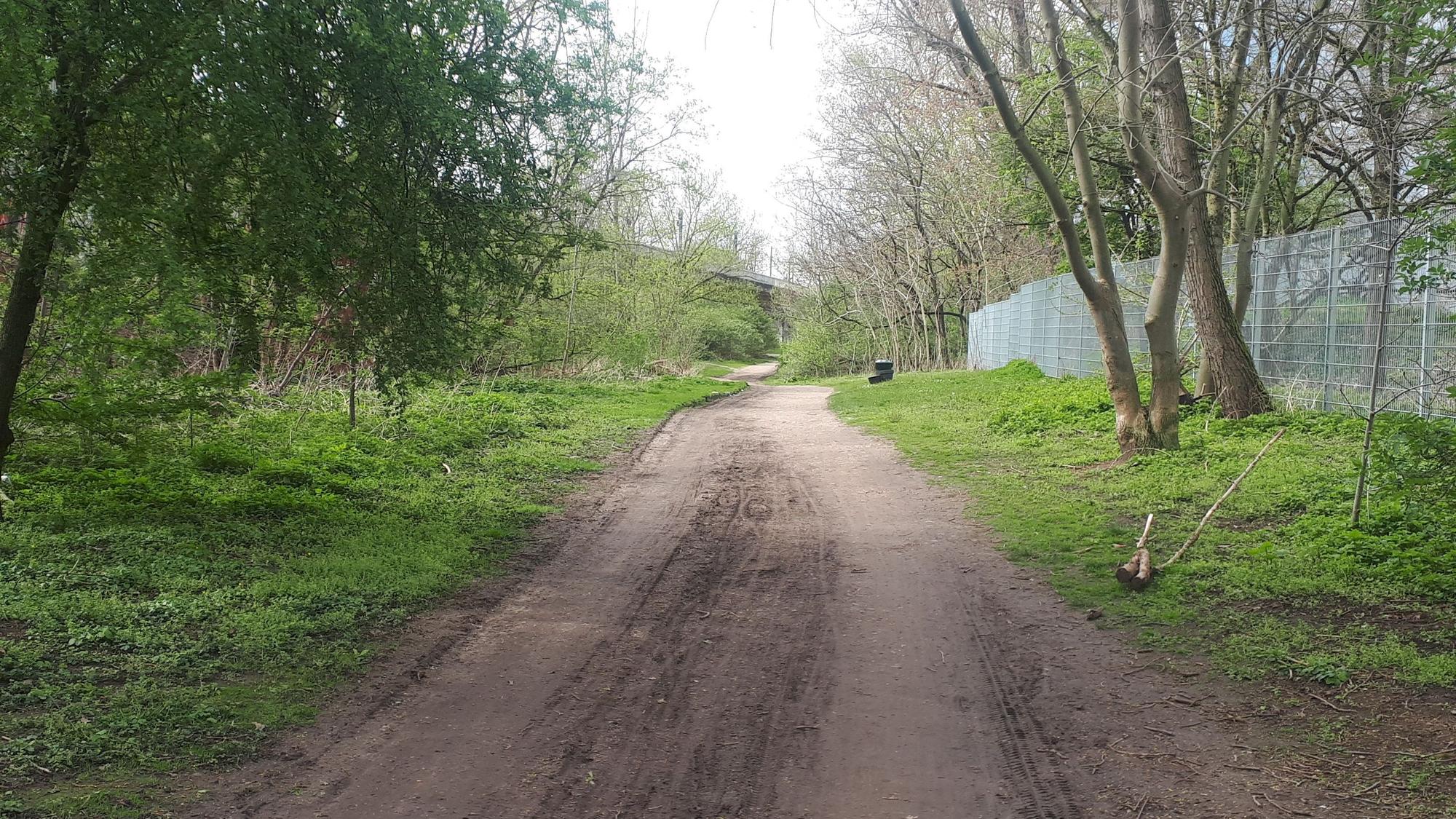 Der Fuß- und Radweg entlang der Gürteltrasse zwischen Niehler Straße und Amsterdamer Straße.