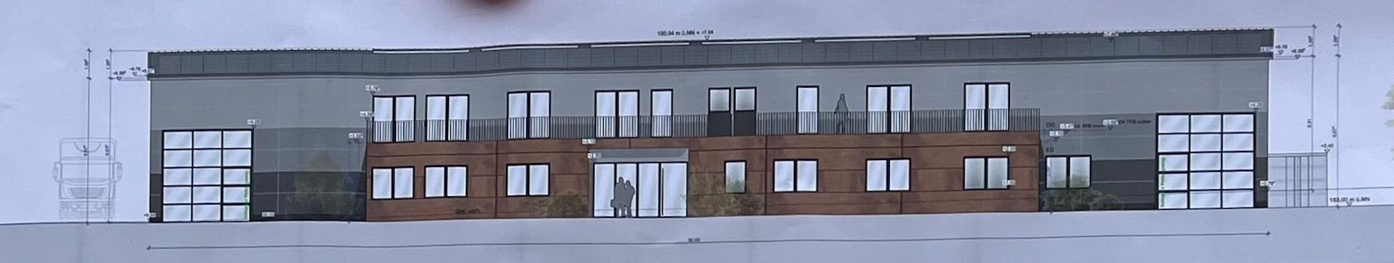 Zeichnung des von der Bank-Neubaus