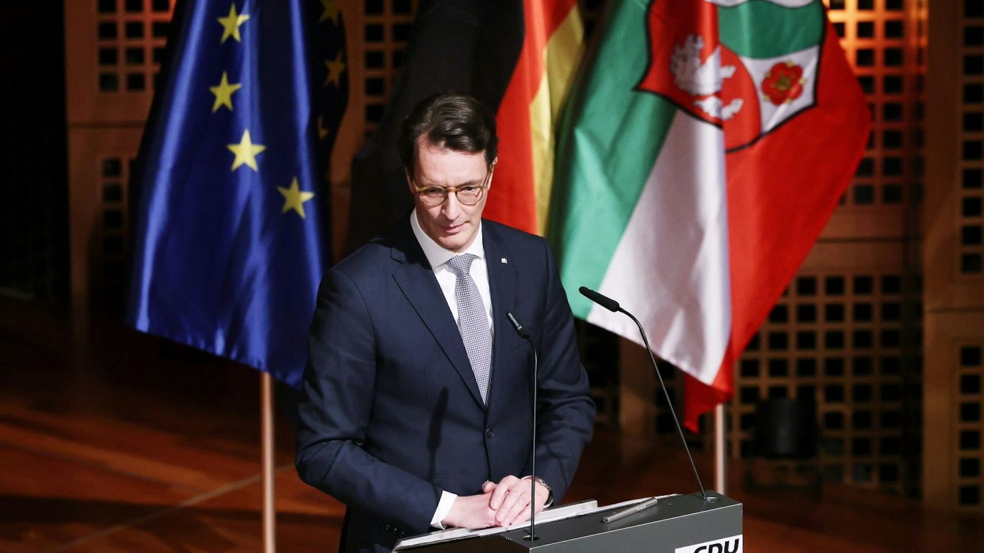 Hendrik Wüst (CDU), Ministerpräsident von Nordrhein-Westfalen, spricht beim Neujahrsempfang der CDU Nordrhein-Westfalen (NRW CDU). +++ dpa-Bildfunk +++