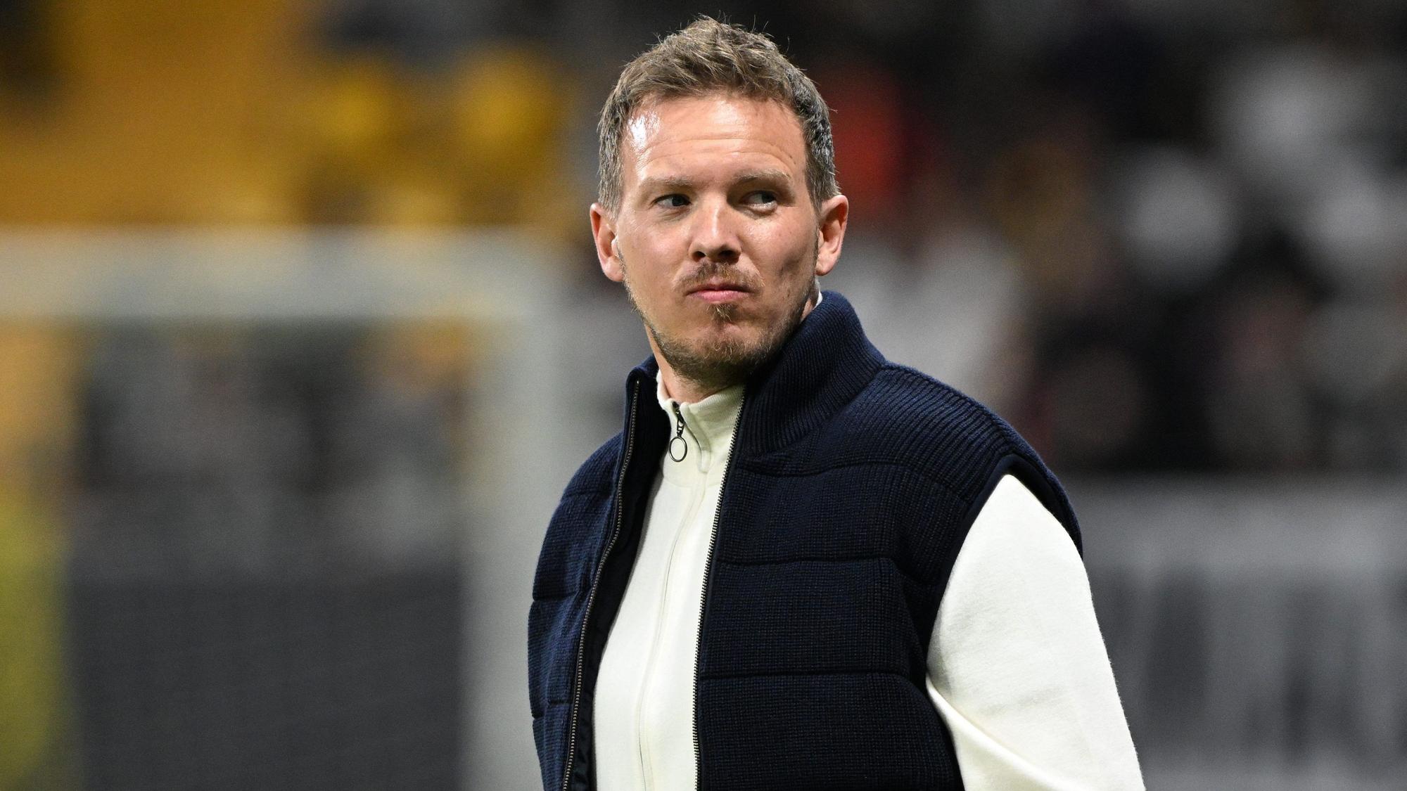26.03.2024, Hessen, Frankfurt/Main: Fußball: Länderspiele, Deutschland - Niederlande, Deutsche Bank Park. Bundestrainer Julian Nagelsmann vor dem Spiel. Foto: Federico Gambarini/dpa +++ dpa-Bildfunk +++