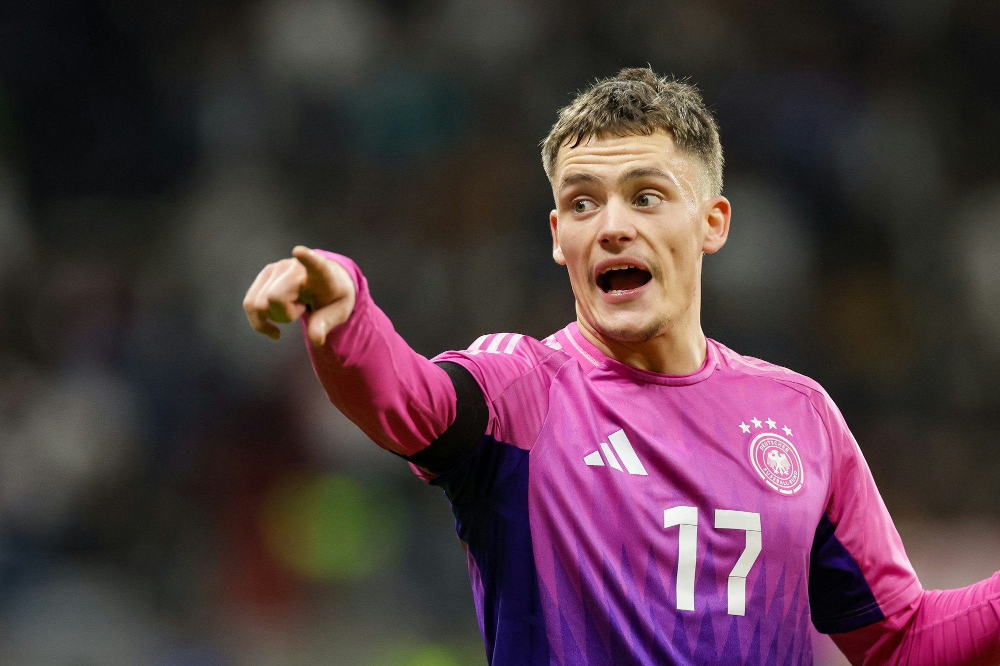 26.03.2024, Hessen, Frankfurt/Main: Fußball: Länderspiele, Deutschland - Niederlande, Deutsche Bank Park. Deutschlands Spieler Florian Wirtz gestikuliert. Foto: Christian Charisius/dpa +++ dpa-Bildfunk +++