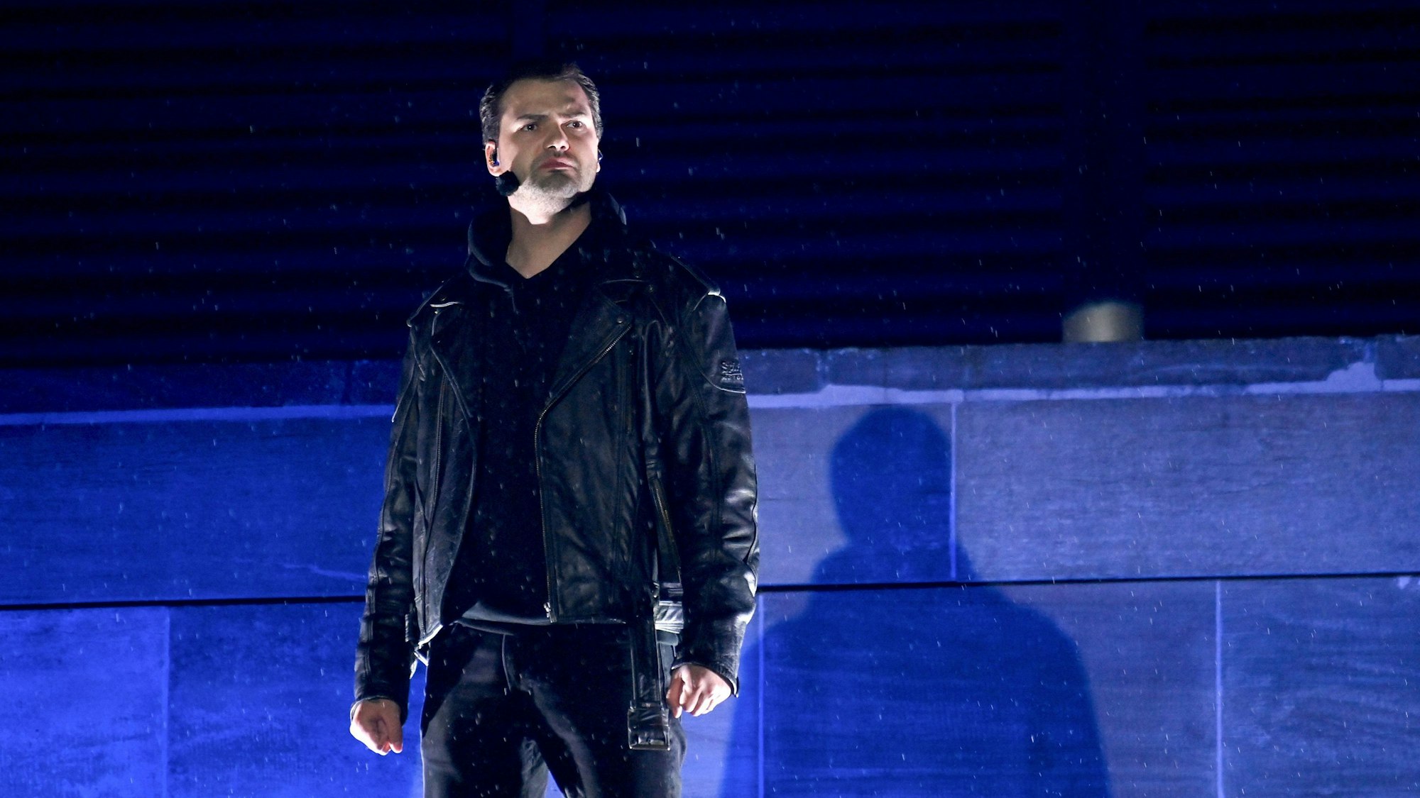 Jimi Blue Ochsenknecht, Schauspieler, als Judas bei der RTL-Oster-Produktion "Die Passion" auf dem Friedrichsplatz auf der Bühne. RTL inszeniert zum zweiten Mal live das Musik-Spektakel «Die Passion - Die größte Geschichte aller Zeiten».