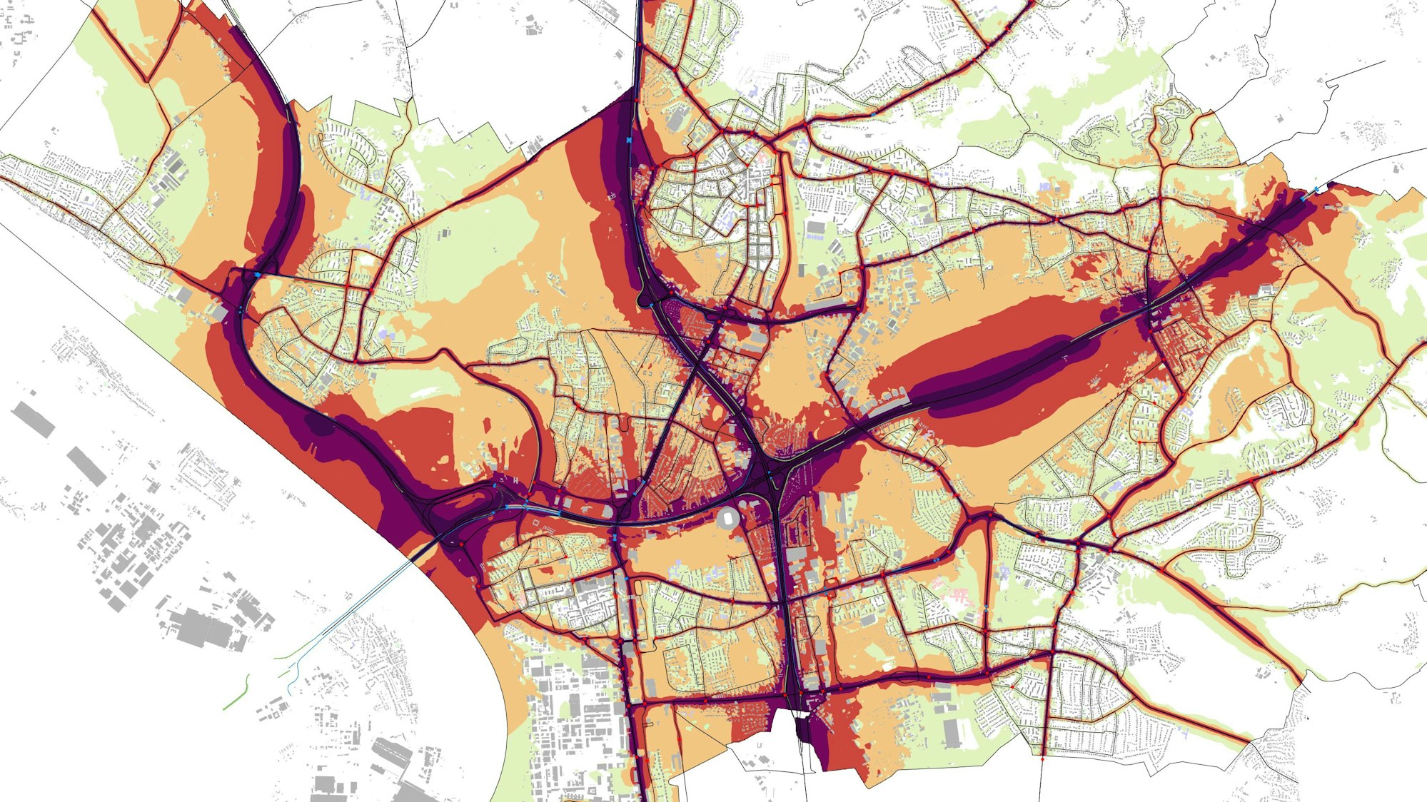 Lärmkarte der Stadt Leverkusen, tagsüber