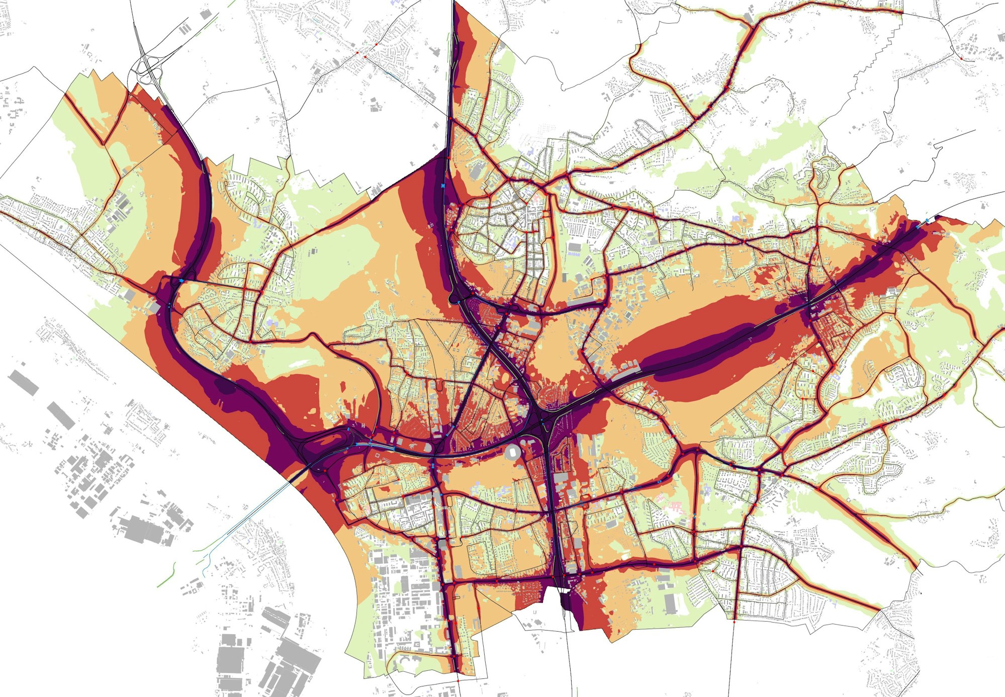 2023: Lärmkartierung der Stadt Leverkusen, tagsüber. Stadt Leverkusen