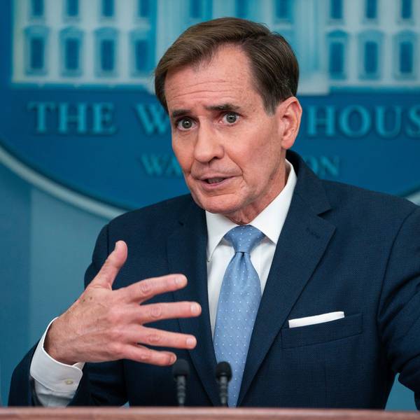 ARCHIV - 03.10.2023, USA, Washington: John Kirby, Kommunikationsdirektor des Nationalen Sicherheitsrats, spricht auf einer Pressekonferenz im Weißen Haus.
