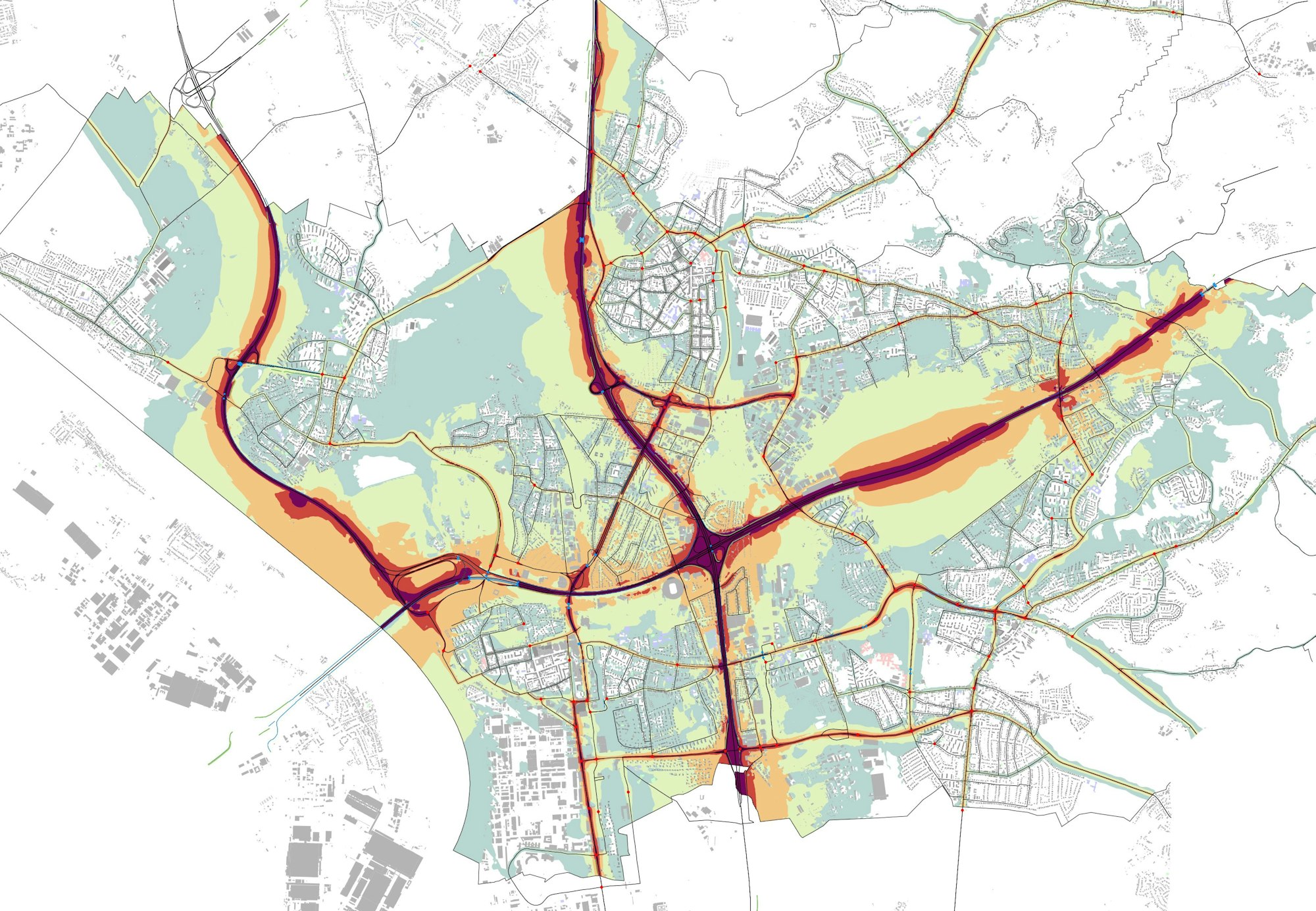 Lärmkarte für die Nacht in Leverkusen Quelle: Stadt Leverkusen