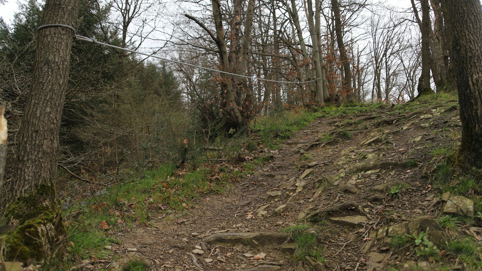 Der Abstieg von der Stachelhardt ist mit Seilen gesichert.
