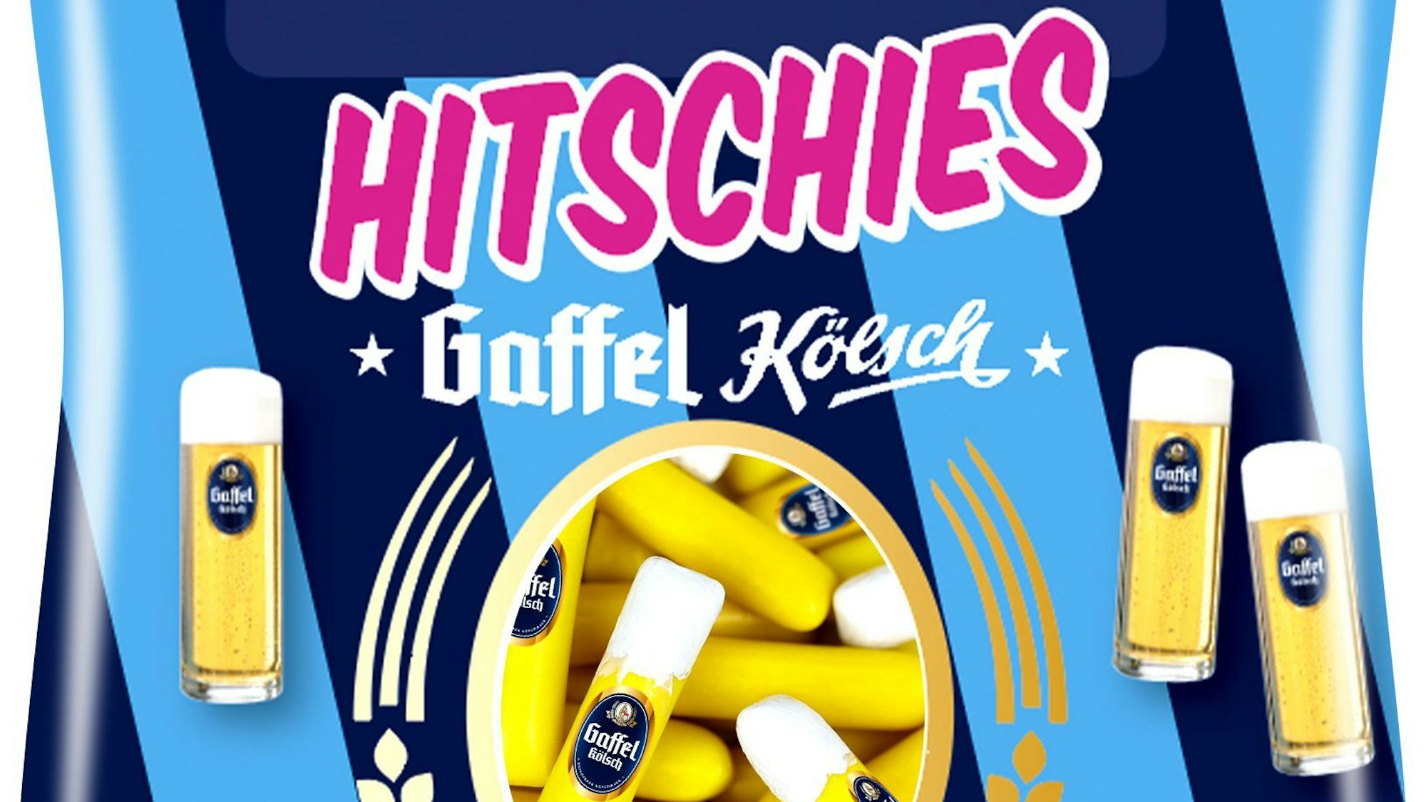 Bild von Kaubonbons in Kölsch-Form.
