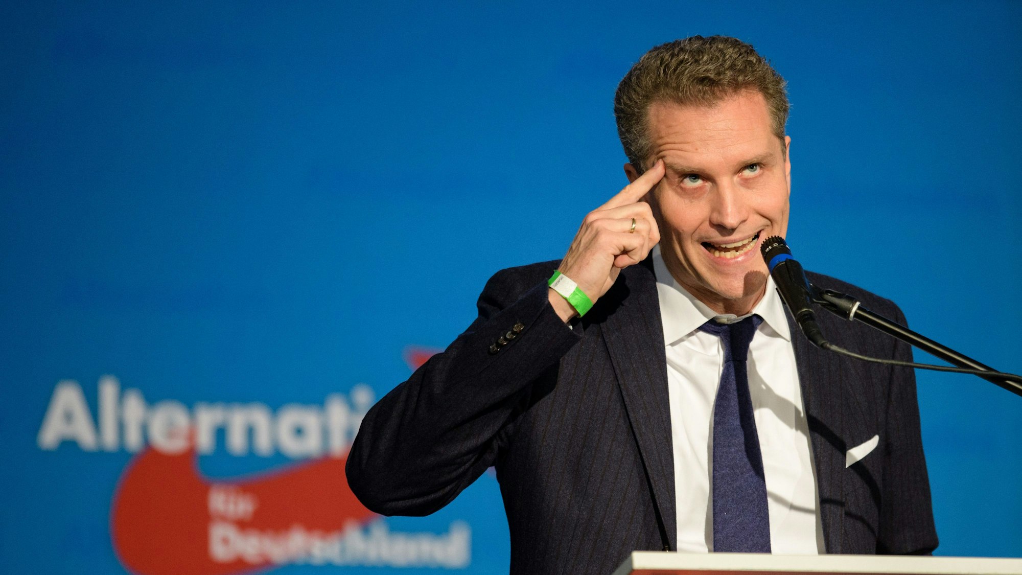 Petr Bystron, Landesvorsitzender der AfD in Bayern, spricht am 25.11.2017 auf dem Parteitag der AfD Bayern in Greding (Bayern).