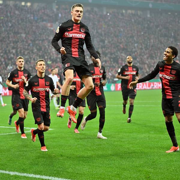 03.04.2024, xjrdrx, Fussball DFB Pokal 1/2 Finale, Bayer 04 Leverkusen - Fortuna Düsseldorf emspor, v.l. Torjubel nach dem Tor zum celebrating the goal celebrate 4:0 durch Florian Wirtz Bayer Leverkusen DFL/DFB REGULATIONS PROHIBIT ANY USE OF PHOTOGRAPHS as IMAGE SEQUENCES and/or QUASI-VIDEO Leverkusen *** 03 04 2024, xjrdrx, Fußball DFB Pokal 1 2 Finale, Bayer 04 Leverkusen Fortuna Düsseldorf emspor, v l Torjubel nach dem Tor zum celebrating the goal celebrate 4 0 durch Florian Wirtz Bayer Leverkusen DFL DFB REGULATIONS PROHIBIT ANY USE OF PHOTOGRAPHS as IMAGE SEQUENCES and or QUASI VIDEO Leverkusen