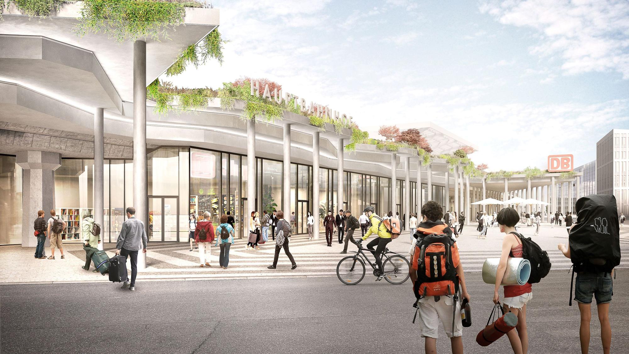Die Visualisierung zeigt den geplanten Ausbau des Kölner Hauptbahnhofes am Breslauer Platz.