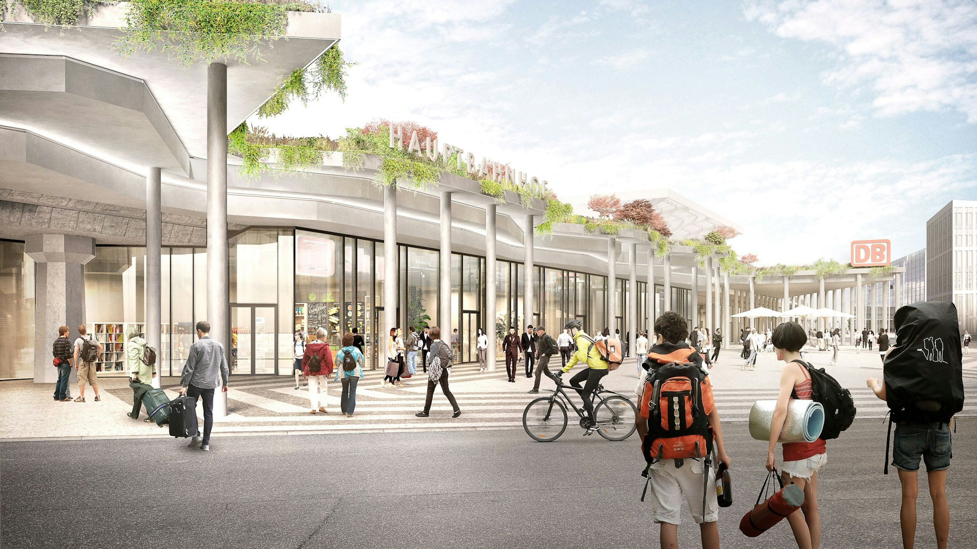 Die Visualisierung zeigt den geplanten Ausbau des Kölner Hauptbahnhofes am Breslauer Platz.