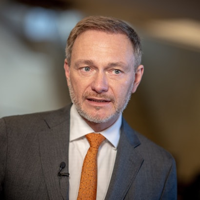 Christian Lindner (FDP), Bundesminister der Finanzen, aufgenommen bei einem Interview im Bundesfinanzministerium.