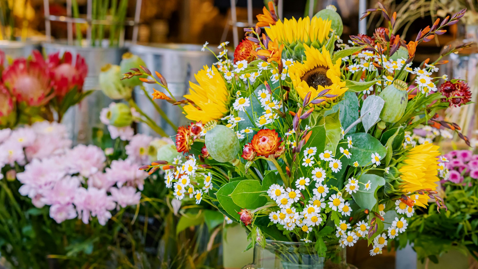 Blumen auf einem Frühlingsmarkt.