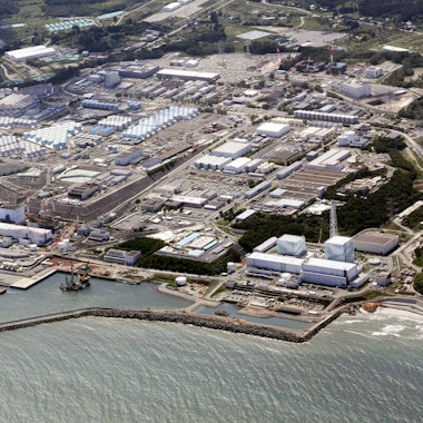 Eine Luftaufnahme des Atomkraftwerks in Fukushima