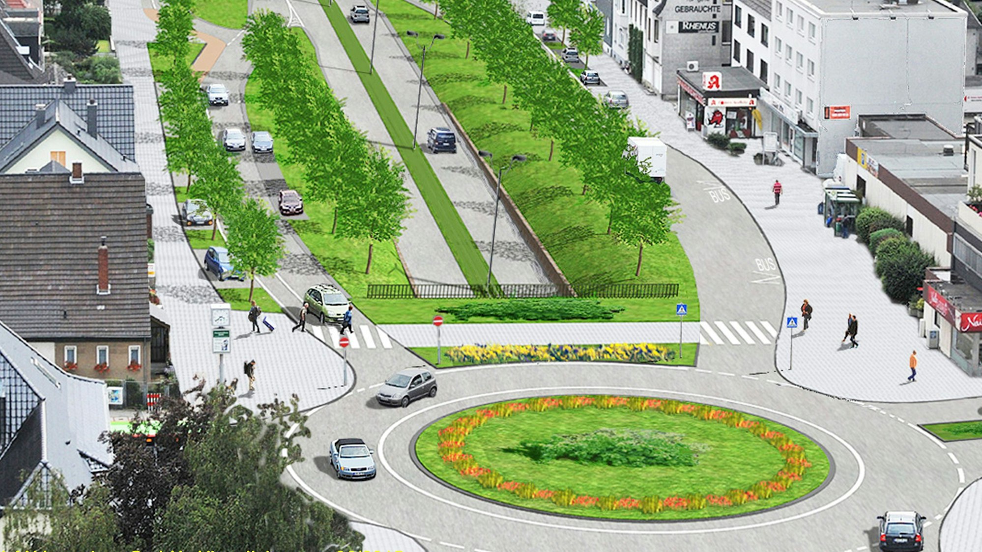 Planskizze von Isaplan für den Kreisel in Küppersteg