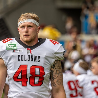 European League of Football, Rhein Fire - Cologne Centurions, Duisburg, 23.7.2023 Fabian Weitz Cologne Centurions 48, Rhein Fire - Cologne Centurions am 23.7.2023 in der Schauinsland-Reisen-Arena, Duisburg *** European League of Football, Rhein Fire Cologne Centurions, Duisburg, 23 7 2023 Fabian Weitz Cologne Centurions 48 , Rhein Fire Cologne Centurions on 23 7 2023 at Schauinsland Reisen Arena, Duisburg. Copyright: xBEAUTIFULxSPORTS/MarcxJungex