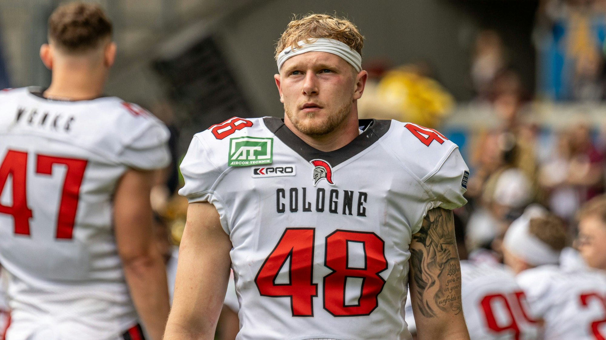 European League of Football, Rhein Fire - Cologne Centurions, Duisburg, 23.7.2023 Fabian Weitz Cologne Centurions 48, Rhein Fire - Cologne Centurions am 23.7.2023 in der Schauinsland-Reisen-Arena, Duisburg *** European League of Football, Rhein Fire Cologne Centurions, Duisburg, 23 7 2023 Fabian Weitz Cologne Centurions 48 , Rhein Fire Cologne Centurions on 23 7 2023 at Schauinsland Reisen Arena, Duisburg. Copyright: xBEAUTIFULxSPORTS/MarcxJungex