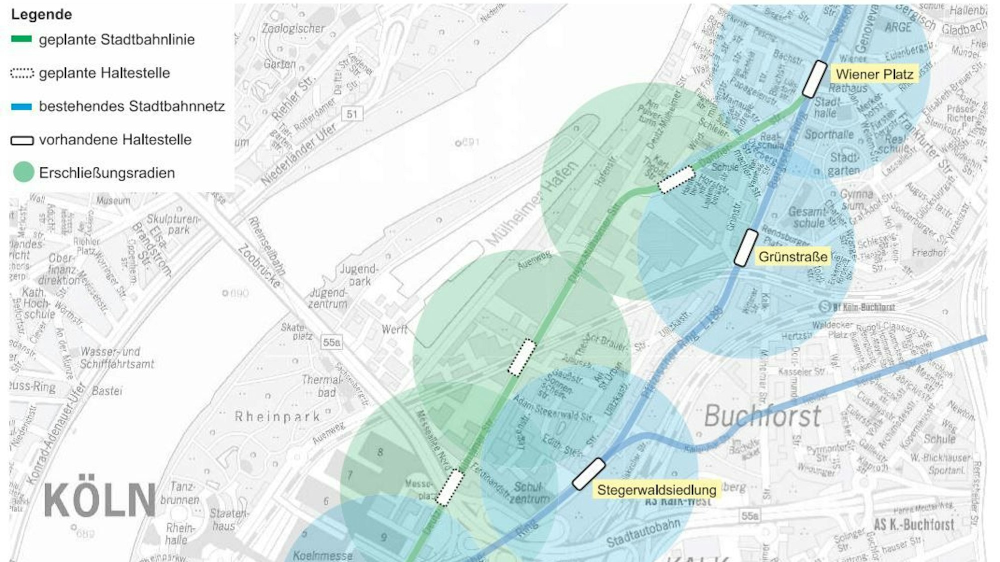 Die geplante neue Bahnstrecke.