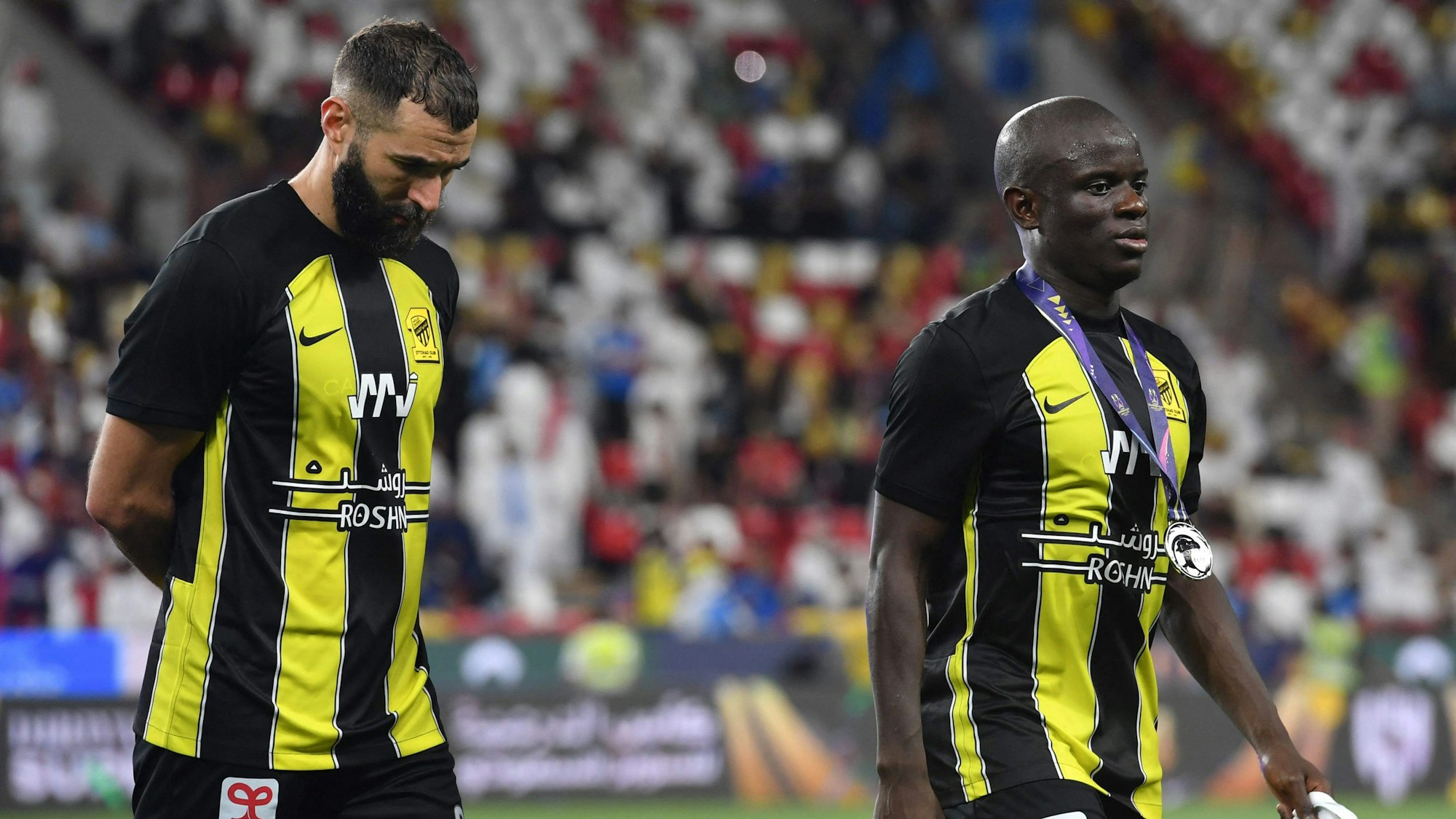 Karim Benzema und N'Golo Kante vom FC Ittihad