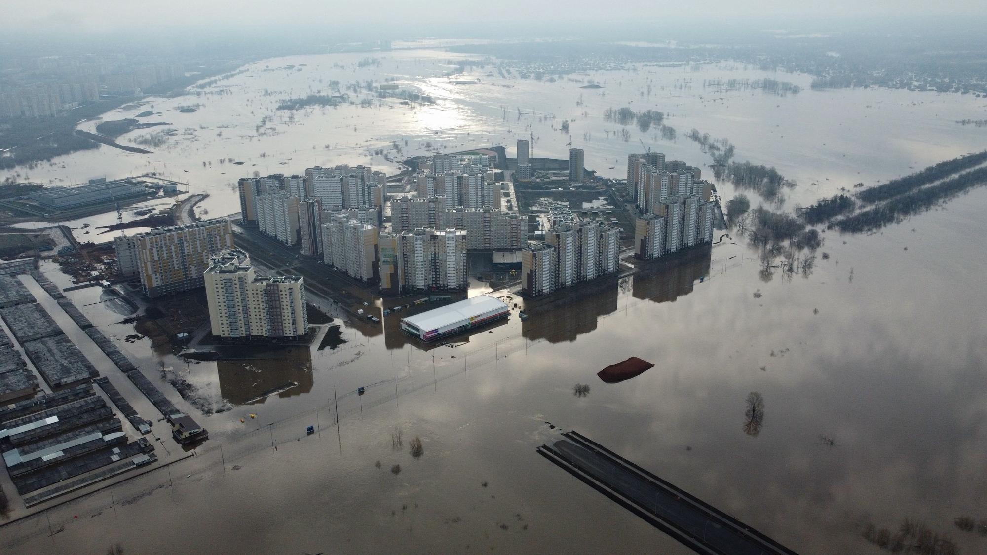 Überschwemmungen in Orenburg am 13. April.