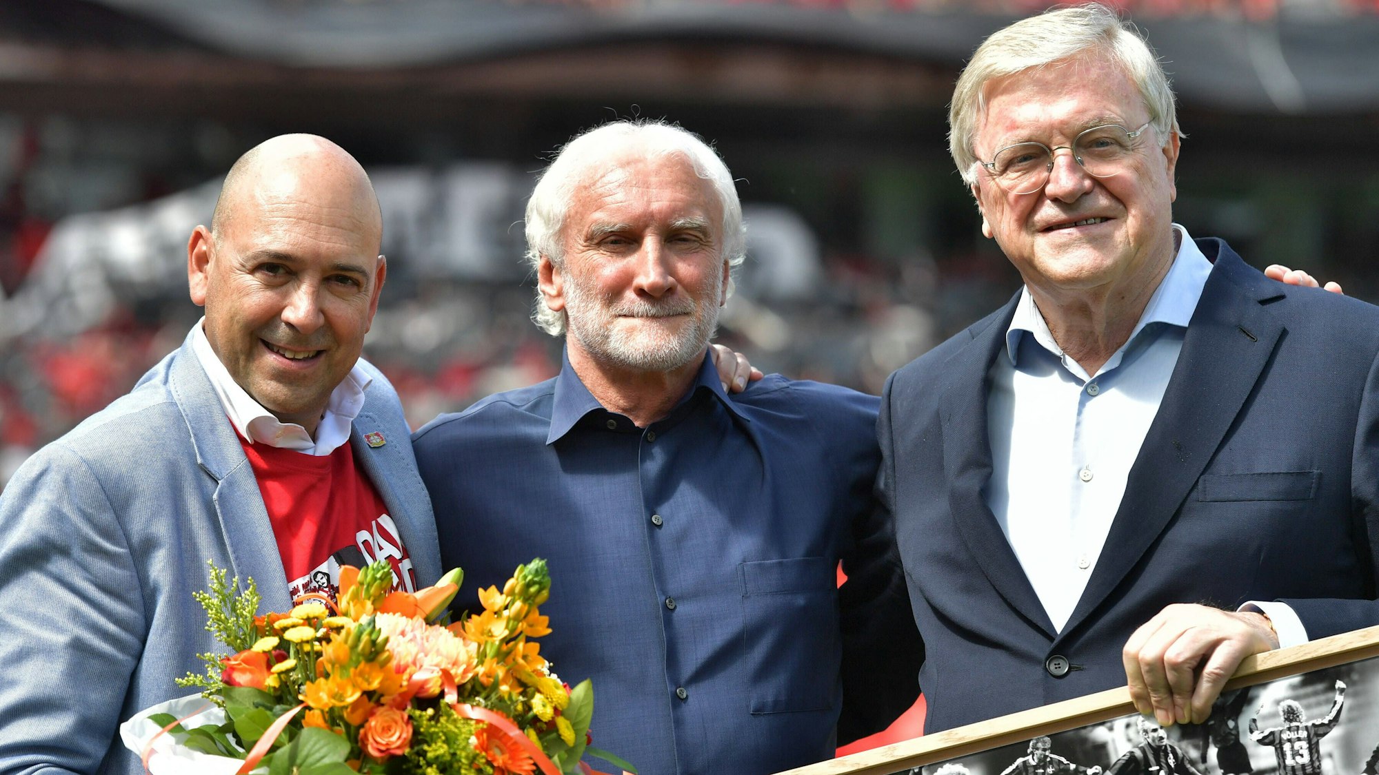 Fernando Carro (l.), Rudi Völler und Werner Wenning