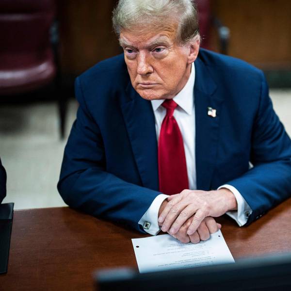 Der erneute US-Präsidentschaftskandidat Donald Trump am ersten Prozesstag am Montag.