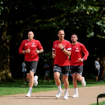 COLOGNE, GERMANY - 2 August, 2023: Marvin Schwäbe, Matthias Köbbing, Philipp Pentke. Practice of 1.FC Koeln PUBLICATIONxNOTxINxRUS Copyright: xVITALIIxKLIUIEVx