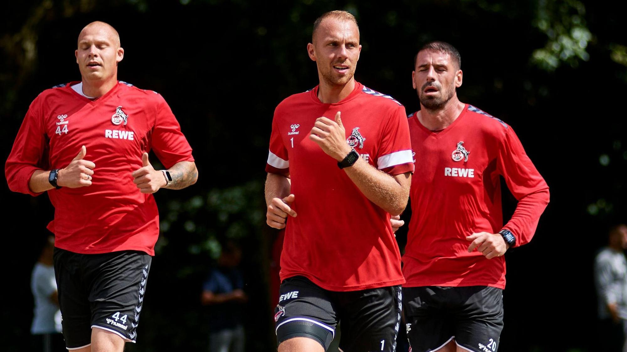 COLOGNE, GERMANY - 2 August, 2023: Marvin Schwäbe, Matthias Köbbing, Philipp Pentke. Practice of 1.FC Koeln PUBLICATIONxNOTxINxRUS Copyright: xVITALIIxKLIUIEVx