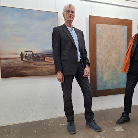 Künstler*innenduo Axel Weishaupt und Heiderose Birkenstock-Kotalla im Künstlerbunker Opladen.