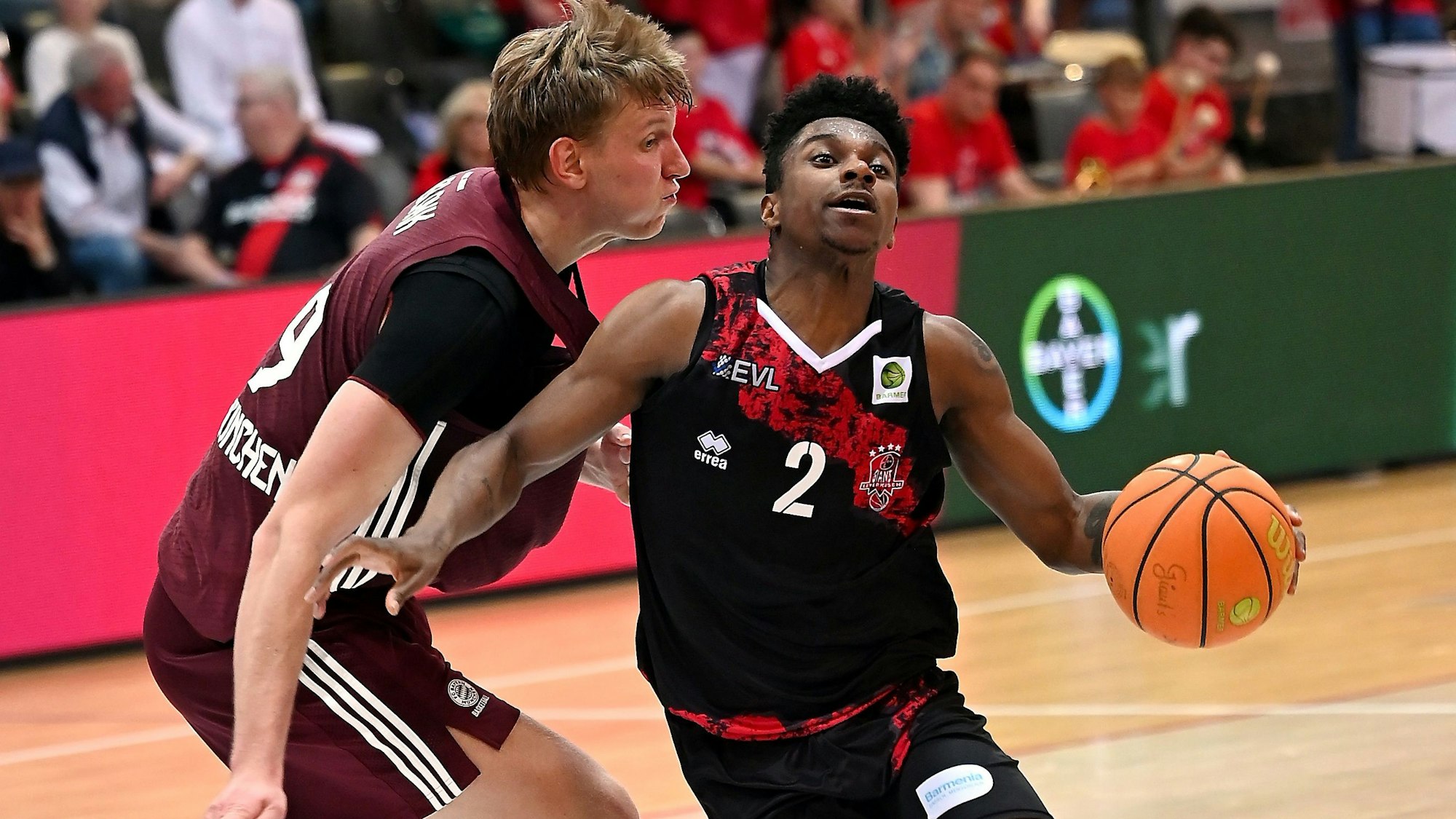13.04.2024, Basketball-Bayer Giants - Bayern München II
rechts: Trey McBride (Bayer)
Foto: Uli Herhaus